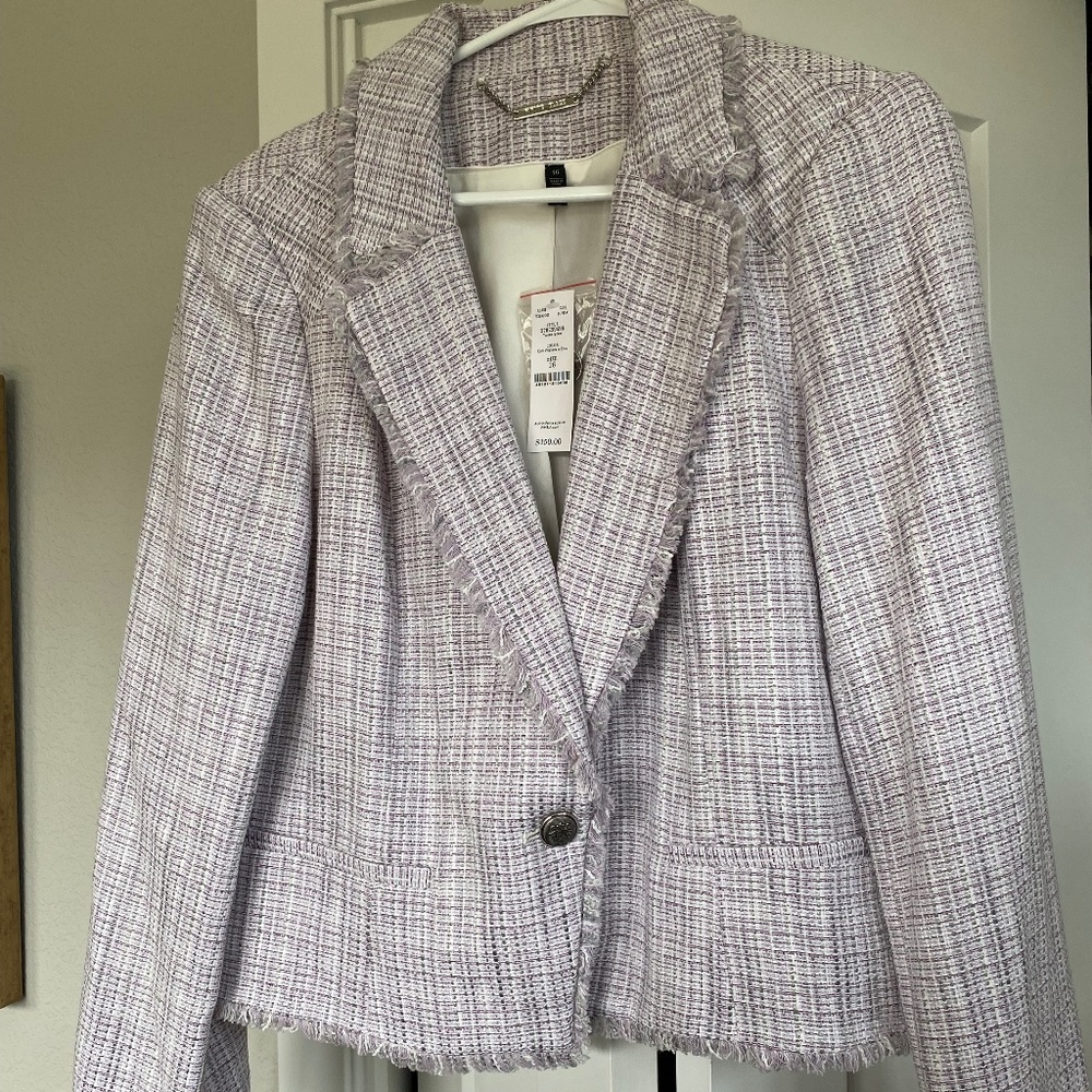 White House Black market purple tweed blazer